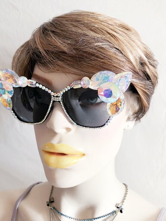 Retro Her Tiny Teeth Swarovski Crystal Sunglasses Hand Embellished main image 6